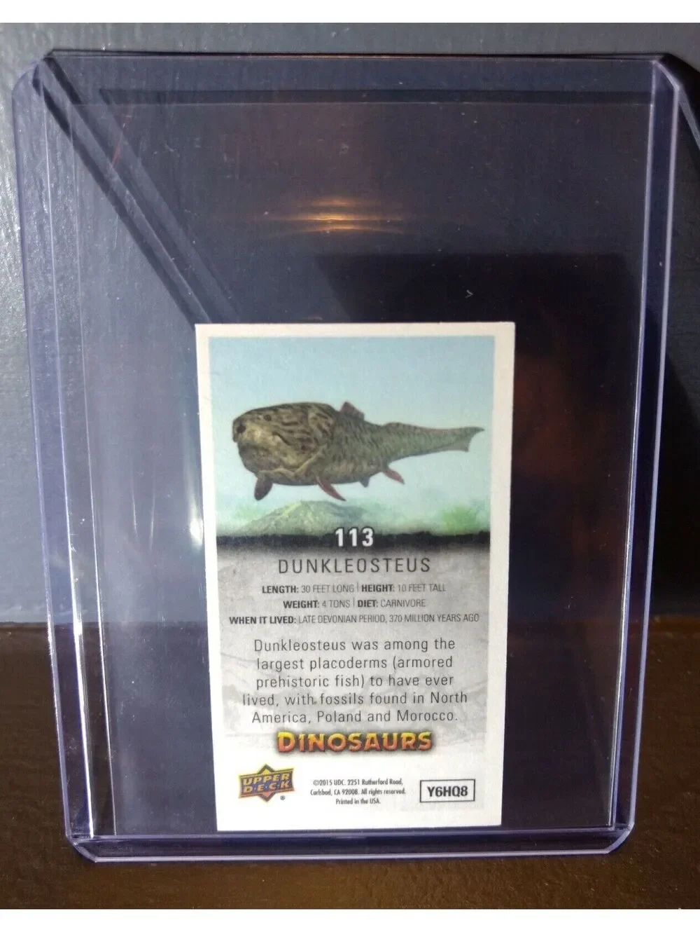 2015 Upper Deck Dinosaurs Canvas Mini Dunkleosteus #113 Trading Card